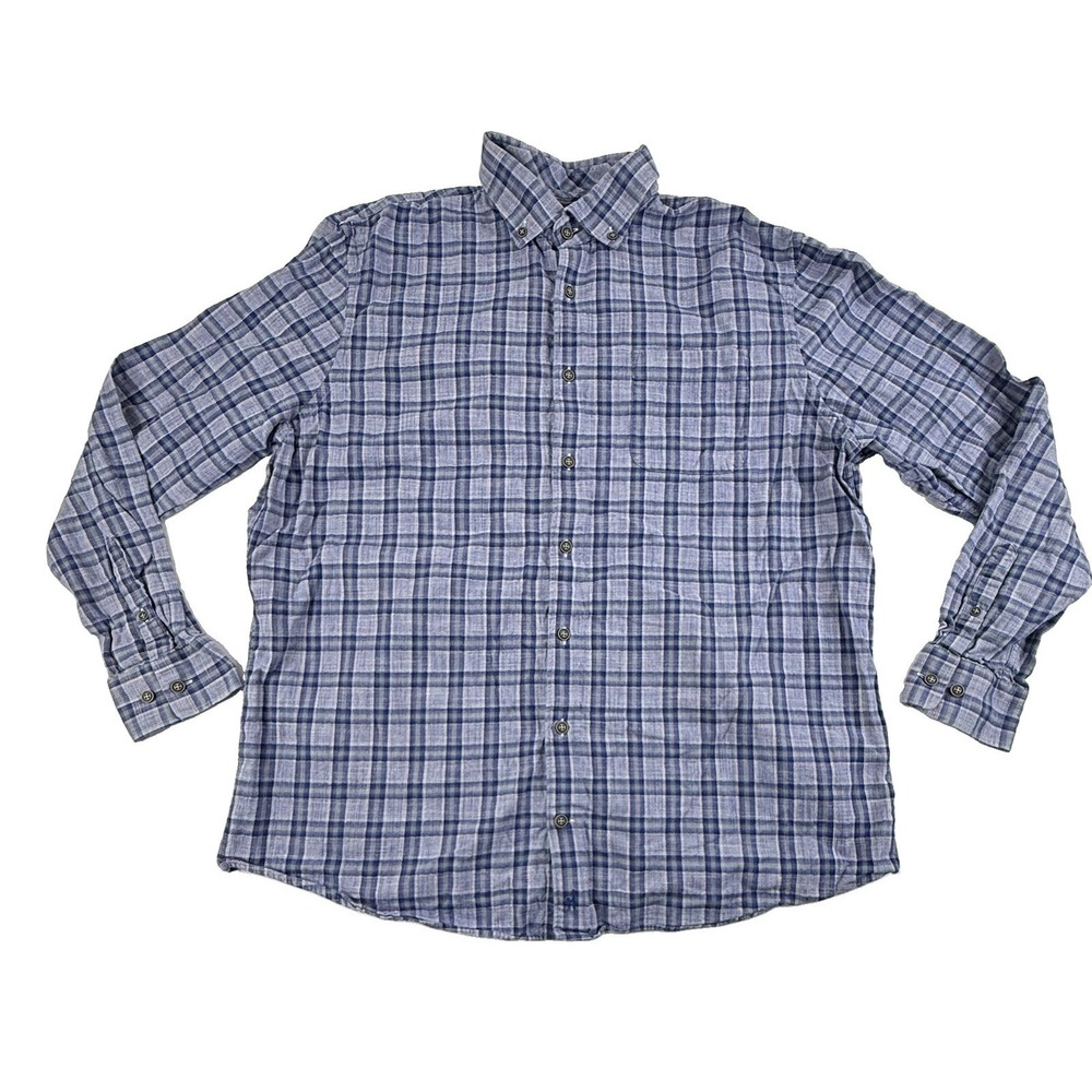 Johnnie O Top Shelf Vardy Long Sleeve Button Down Shirt Wake Blue Plaid Men's XL
